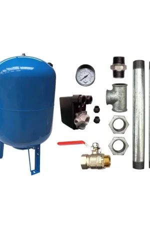 Kit Surpresseur Eau Vertical 200L - 1" avec Pressostat et Manomètre Satisfait Ou Remboursé