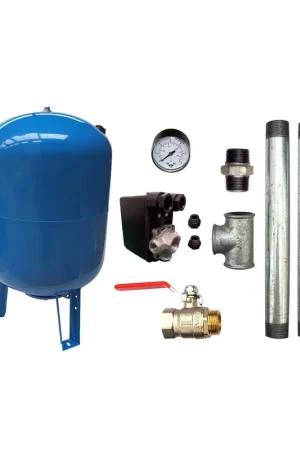 Prix Bas Kit Surpresseur Eau Vertical 500L - 1"1/4 avec Pressostat et Manomètre
