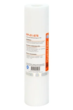 Cartouche PP-01-978 sédiment SPUN 9''7/8 - Filtre 1 µm - Crystal Filter® Achat Immédiat