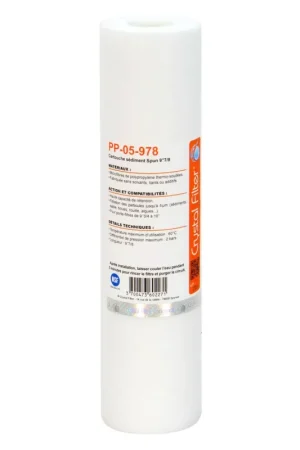 Cartouche PP-05-978 sédiment SPUN 9''7/8 - Filtre 5 µm - Crystal Filter® Vente Flash