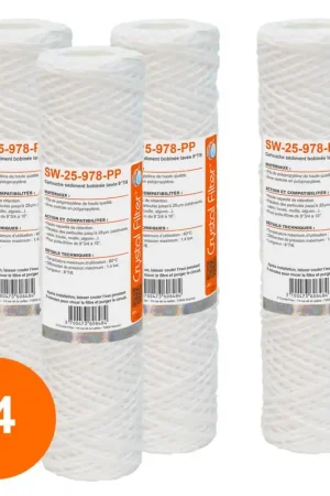 Meilleur Prix Cartouche SW-25-978-PP sédiment bobinée 9''7/8 - Filtre 25 µm - Crystal Filter® (lot de 4)