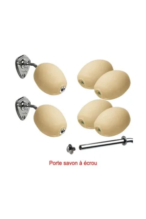 Lot 6 savons rotatifs écoliers lait d'amande + 2 porte-savons chromés à écrou Certifié