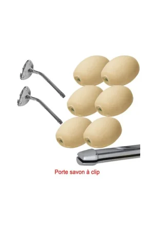 Lot 6 savons lait d'amande rotatifs écoliers à clip + 2 porte-savons chromés à clip Achat Immédiat