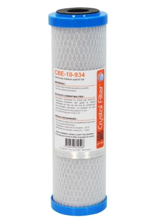 Achat Immédiat Cartouche CBE-10-934 charbon actif 9''3/4 - 10 µm - Crystal Filter®