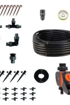 Pack goutte à goutte terrasse ou maison - 1 voie - 9V - 25 ou 50m(Pack Goutte à goutte 9V - 25 m) Top Vente