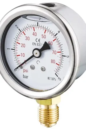 Prix Réduit Manomètre inox à bain glycérine Radial 0 + 6 bars 1/4" - Ø50