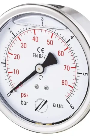 Dernière Chance Manomètre inox à bain glycérine Axial -1 + 0 bar 1/2" - Ø100