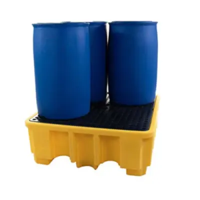 Bac rétention multi fûts plastique noir avec caillebotis Solde