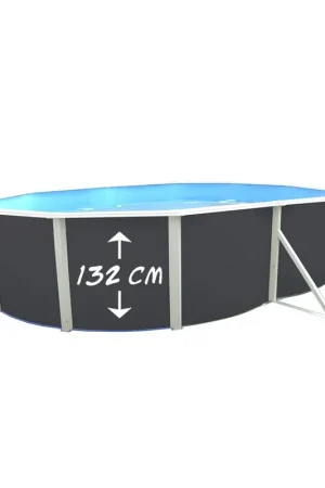 Acheter Direct Piscine hors sol ovale Anthracite PRESTIGE 5.50m x 3.66m x H1.32m sur PISCINEO : L'univers de la piscine à petits prix