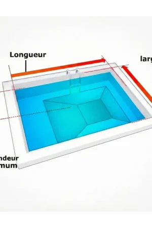 Achetez Aujourd'hui Liner 75/100 turquoise pour piscine Rectangulaire Tronc pyramide avec marche de sécurité (sur mesure) sur PISCINEO : L'univers de la piscine à petits prix