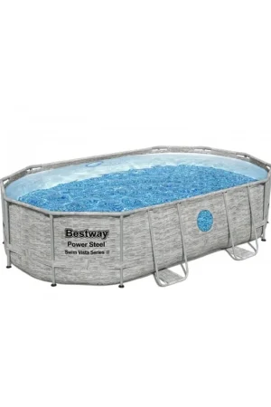 Achat Immédiat Piscine Bestway Power Steel SwimVista Pool ovale 4.88 x 3.05m x 1.07m effet pierre + hublots sur PISCINEO : L'univers de la piscine à petits prix