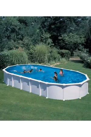 Acheter Direct Piscine hors sol Ovale acier Start Top - 7.30m x 3.75m - H 1.32m SJF sur PISCINEO : L'univers de la piscine à petits prix