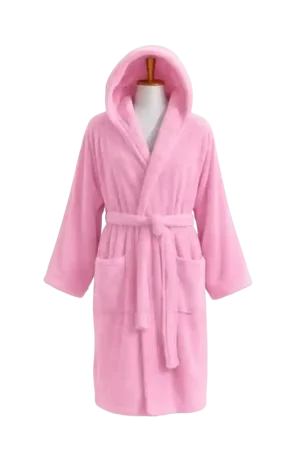 Bon Plan Peignoir en velours à capuche, rose