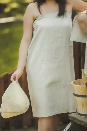 Tablier de sauna pour femme - lin Certifié