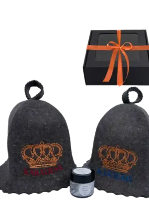 Coffret cadeau dans un coffret cadeau DARK KINGS. Bonnets de sauna et cristaux de menthol Certifié