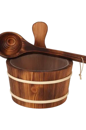 Seau et louche en bois SAUFLEX 4 l, tremble brûlé Prix Réduit