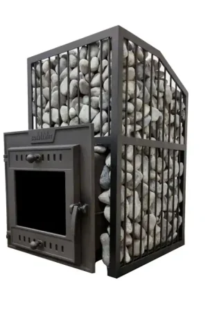 Nouvelle Collection Poêle à bois pour sauna - SUMMIT Mont blanc allongé avec cage en pierre
