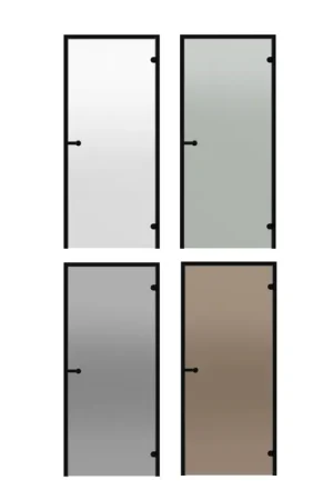 Portes de sauna en verre HARVIA, cadre en aluminium noir 9x19 (ligne noire) Soldes