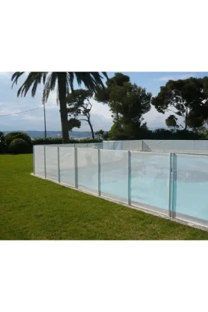 Barrière de piscine Beethoven prestige blanche avec piquets anodisés Usine Directe