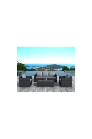Commande En Gros Salon de jardin design bas gris foncé 5 personnes DELORM
