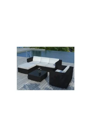 Meilleure Vente Salon de jardin design bas noir 5 personnes DELORM