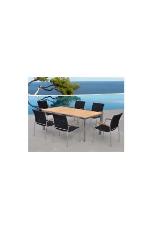 Ensemble table et chaises de jardin en teck 6 personnes DELORM Satisfait Ou Remboursé