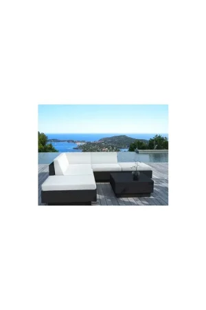 Meilleur Prix Salon de jardin design bas noir 5 personnes DELORM